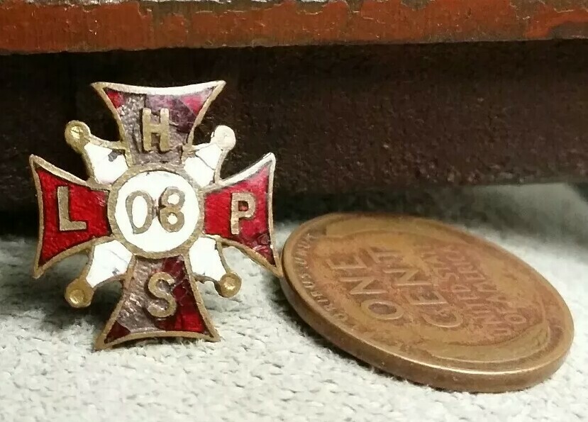 Vintage Metal pin with letters H L P S