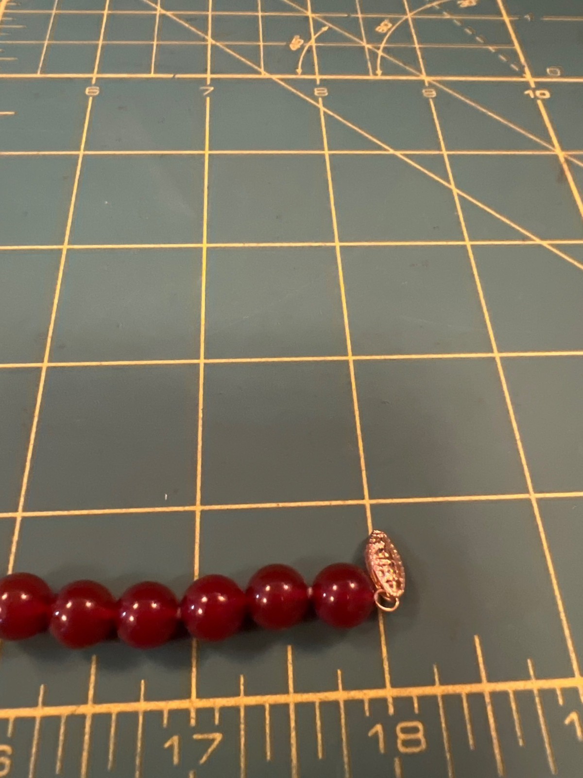 Vintage Red Beaded Necklace Carnelian ? Gold Accents 10k Safety Clasp Closure