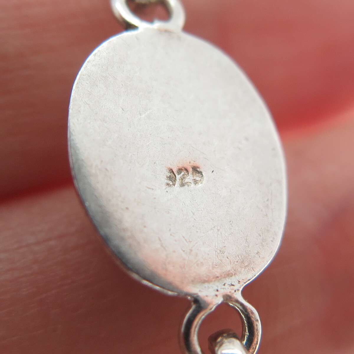 925 Sterling Silver Vintage Real Larimar Station Bar Link Bracelet 7.25″