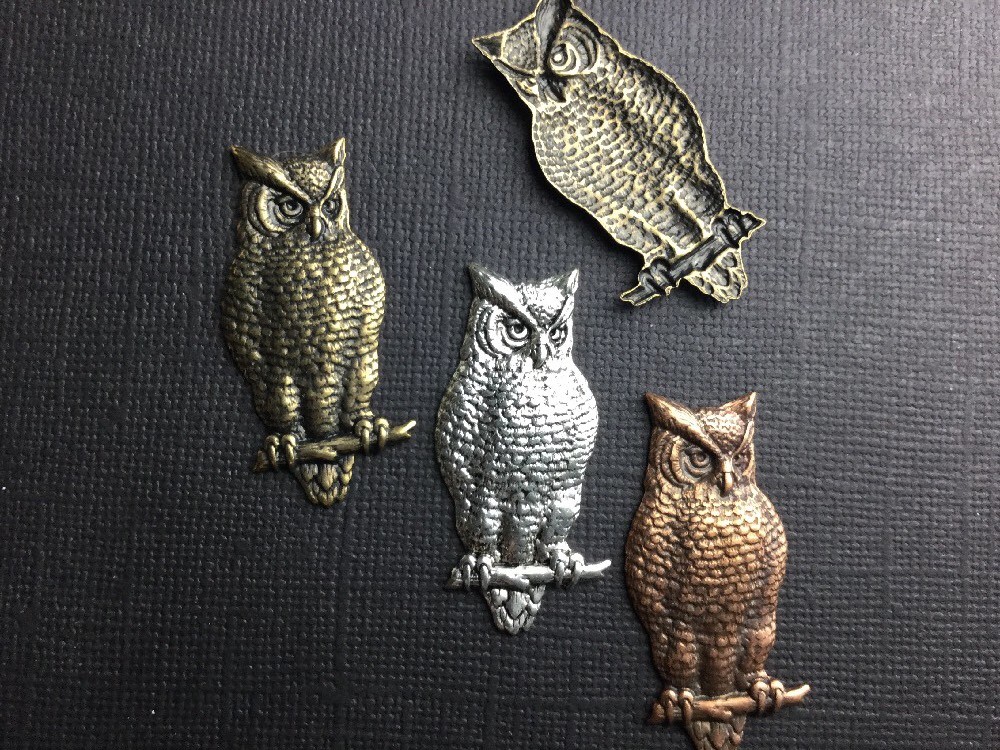 Victorian Owl Brass Jewelry Finding – Brass Ox, Silver Ox, Copper Ox 3595