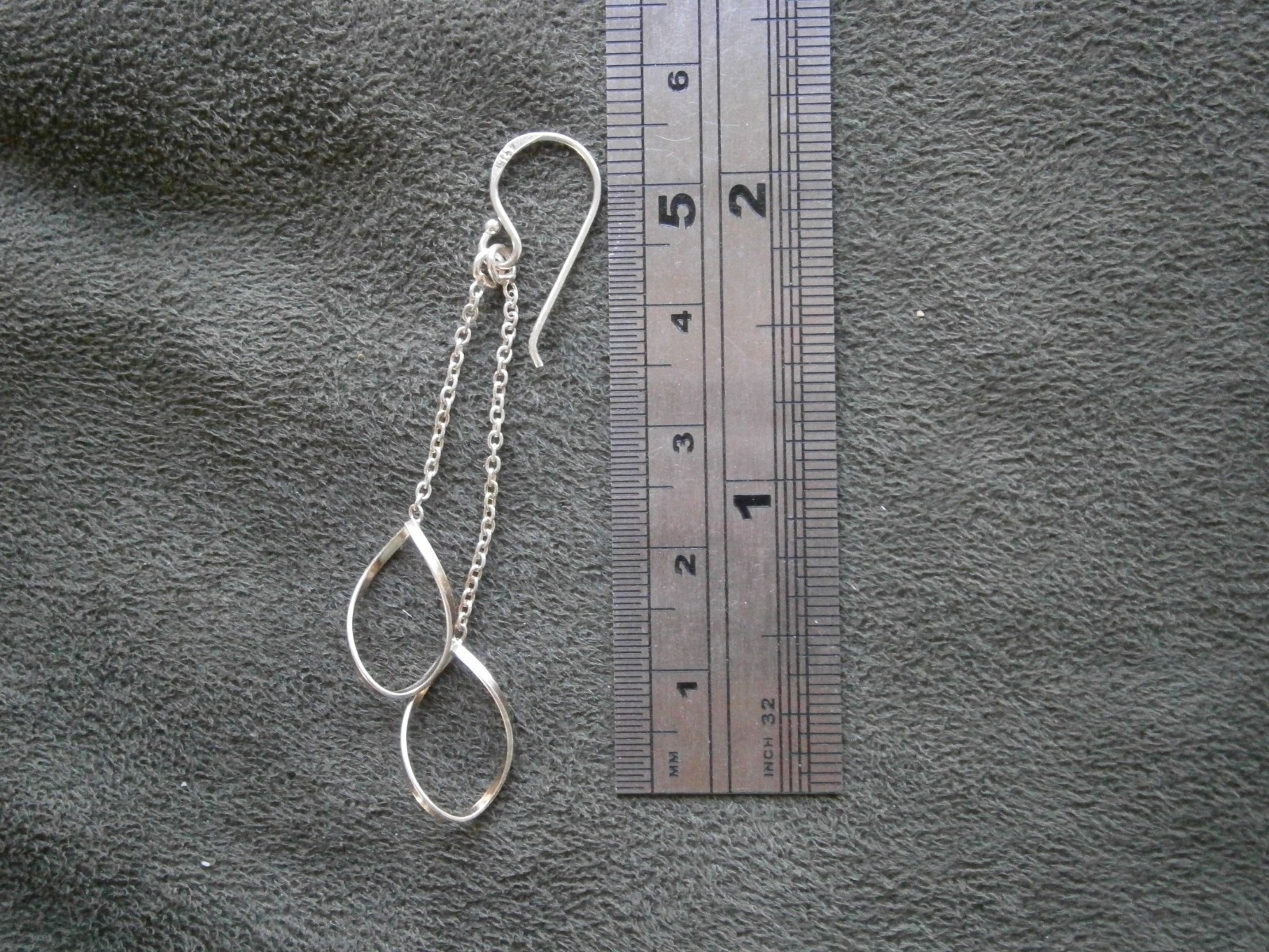 Twisted Ovals on Fine Chain Vintage Sterling Silver Dangle Hook Earrings 1.6g