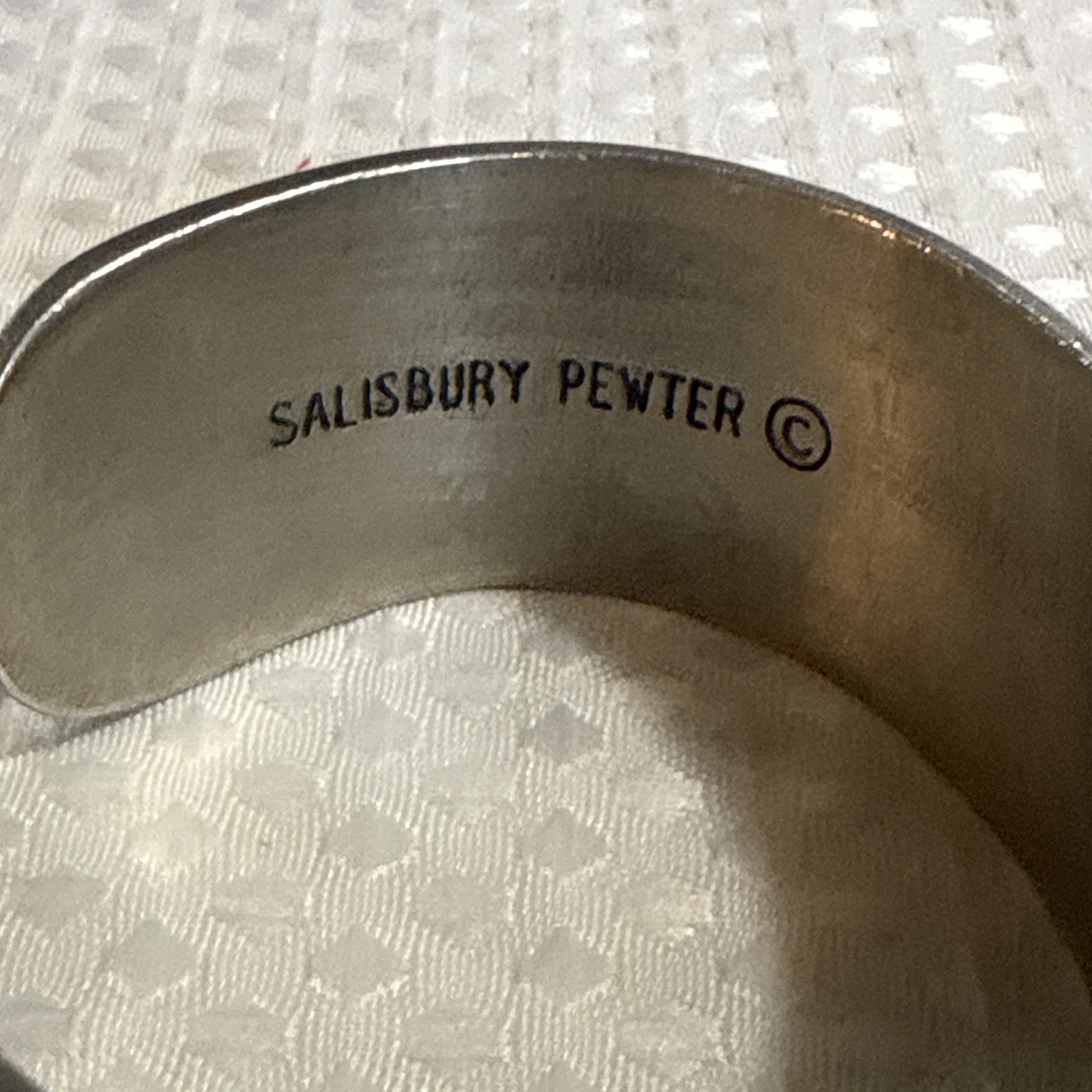 Vintage Salisbury Pewter March Flower of the Month Wide Cuff Bracelet