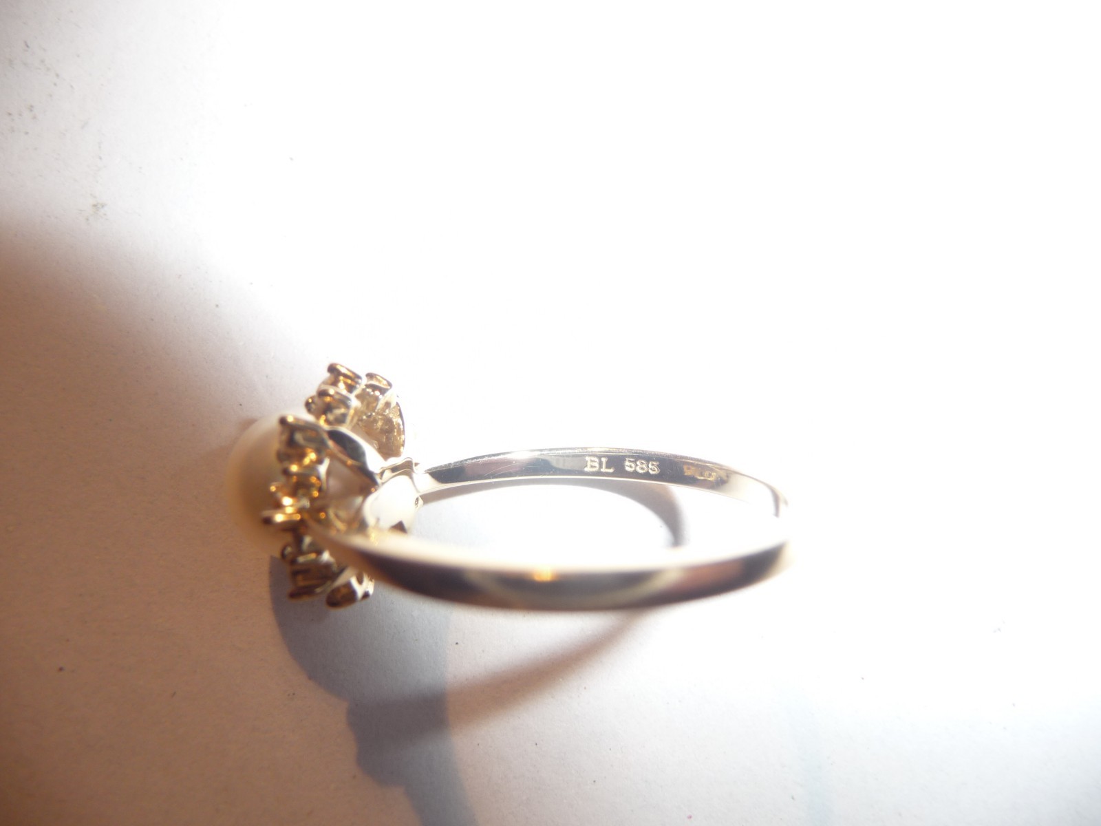 GORGEOUS $2450 MIKIMOTO BLUE LAGOON 14K HALO 16 DIAMONDS PEARL ENGAGEMENT RING!