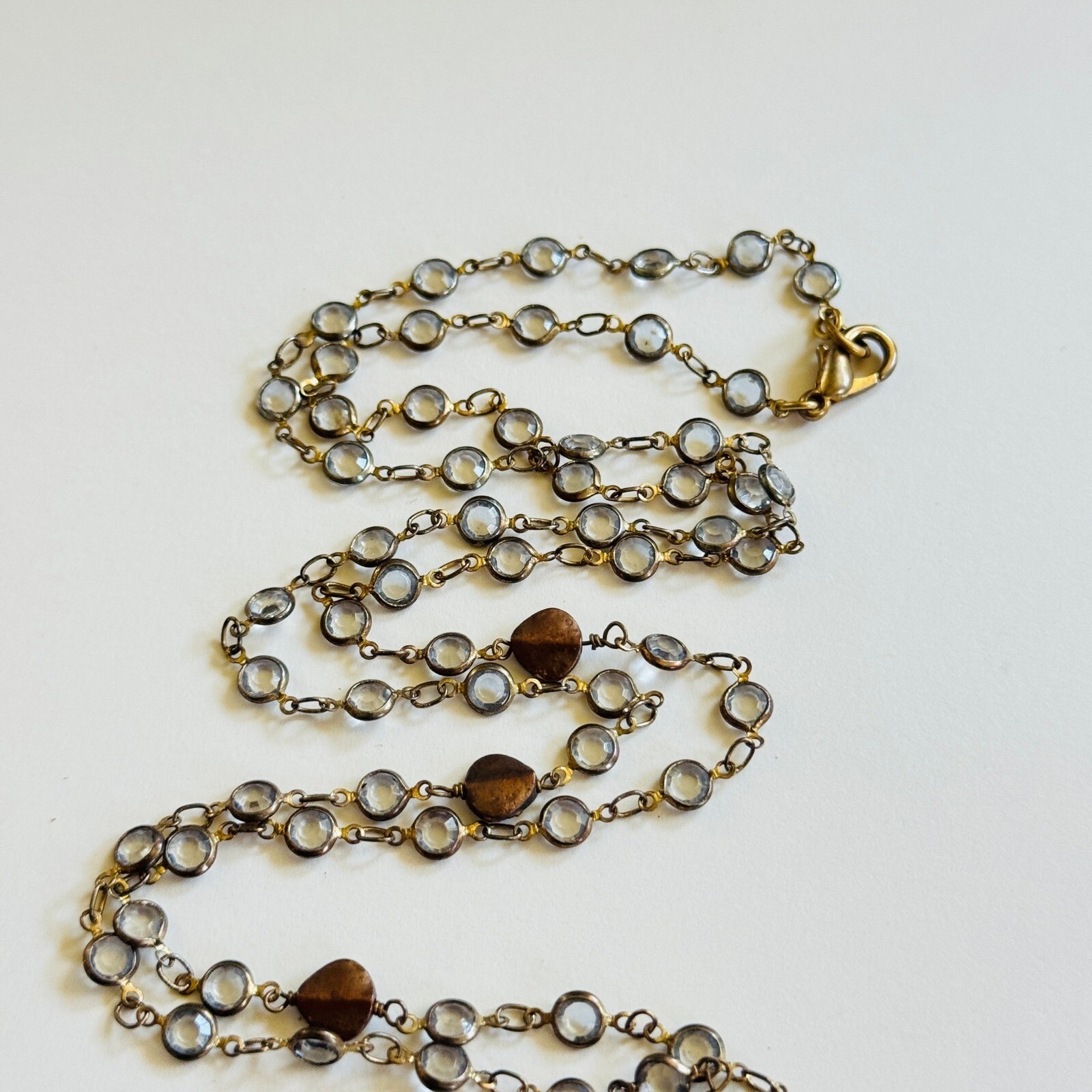 VTG Regal Open Bezel Austrian Crystal Necklace dainty light blue rare high end