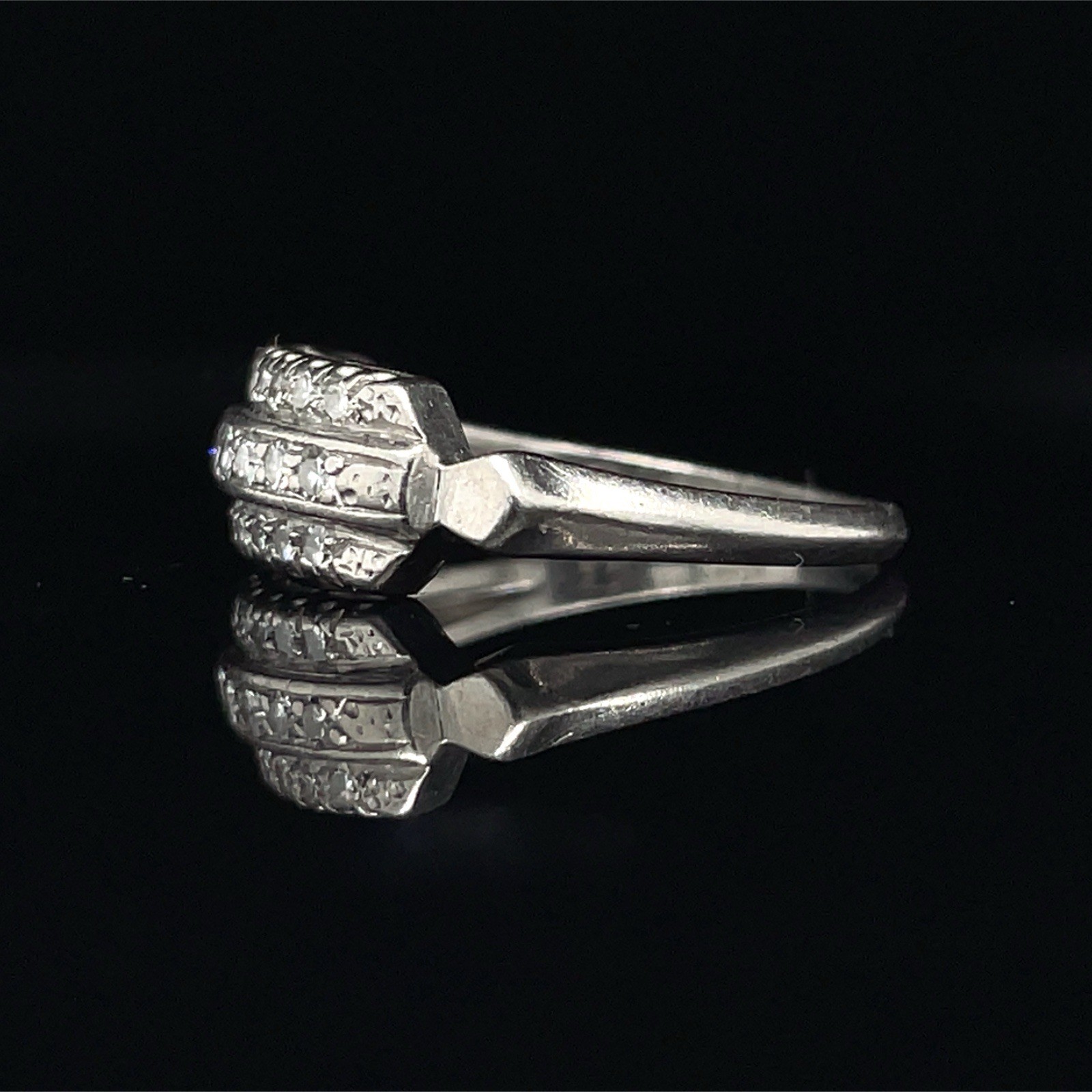 Art Deco 0.35 Carat D VVS2 Platinum Diamond Band Ring Size 6
