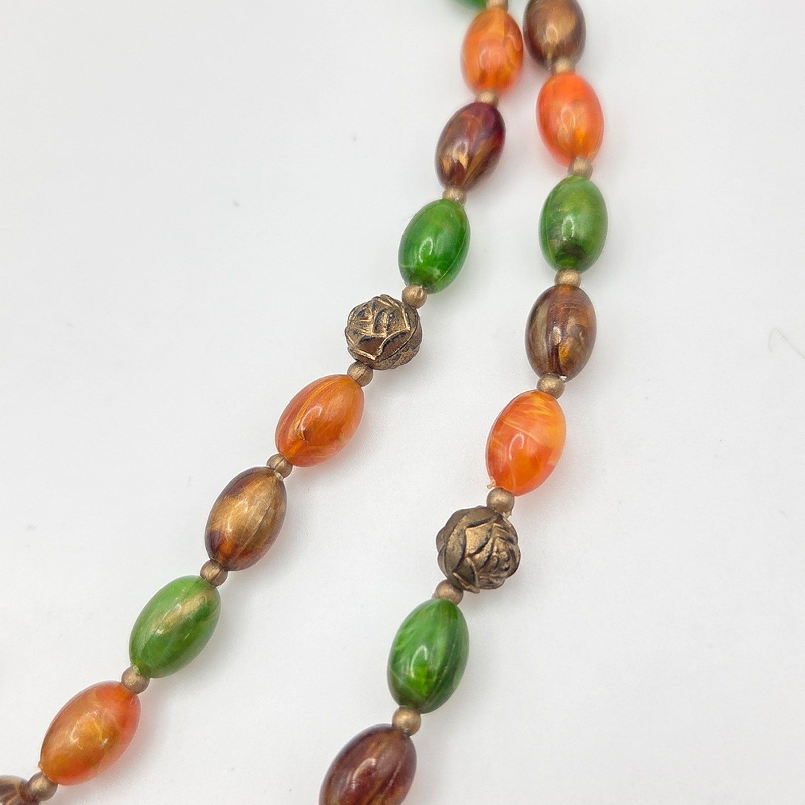 Vintage Hong Kong Multi-Color Plastic Bead Necklace – Retro Swirl Mod Style