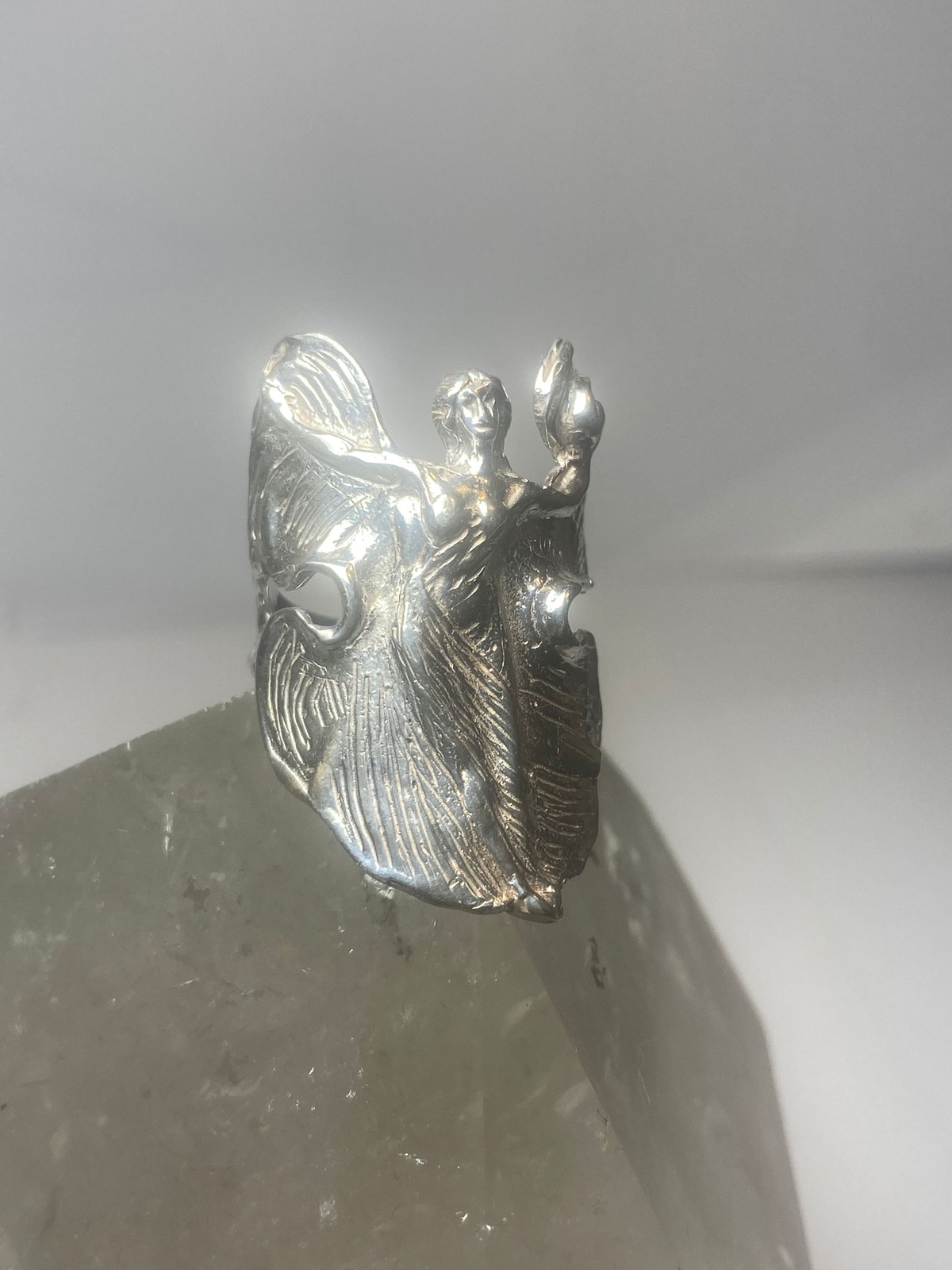 Wings Lady ring Art Deco influences band sterling silver women girls