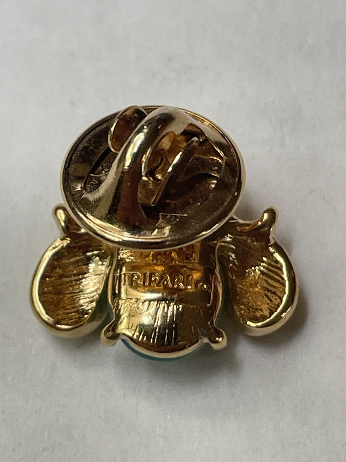 Vintage Trifari Jade Bug Pin, Brooch, Tie Tack