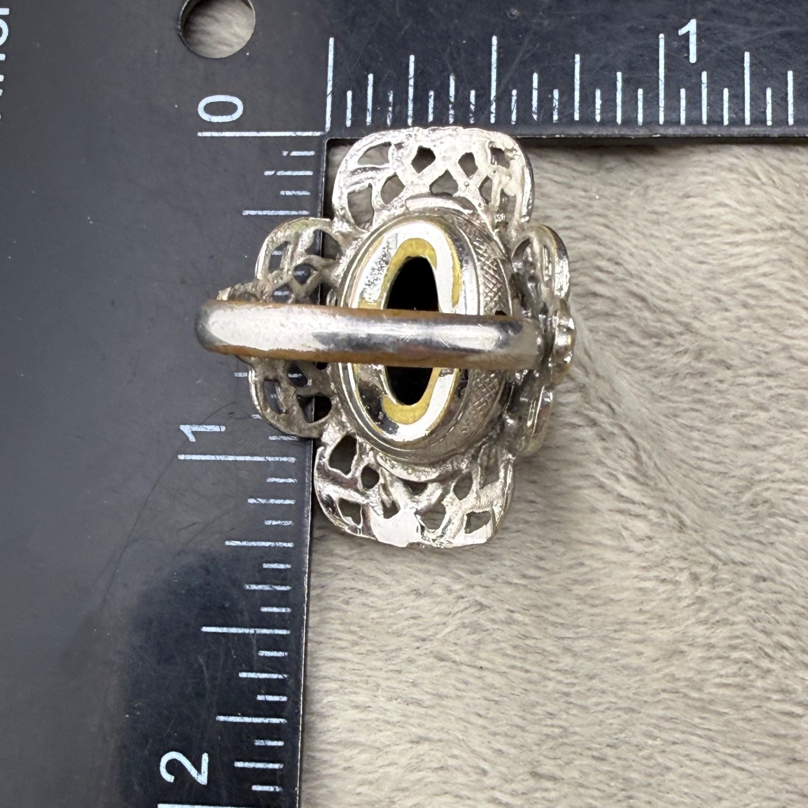 Vintage Whiting & Davis Ring Silver Tone Adjustable Size 6