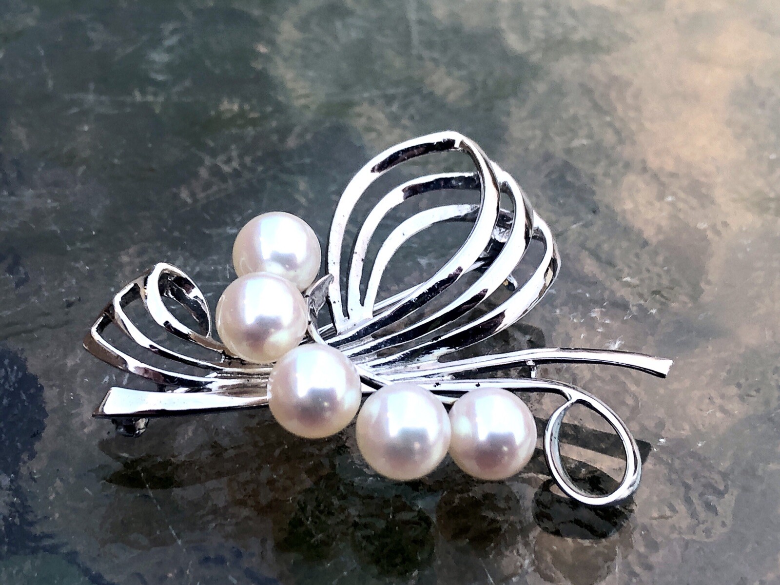 Mikimoto 5 Genuine Akoya Pearl 6.8mm JAPAN Pin Brooch 6.5g Imperial