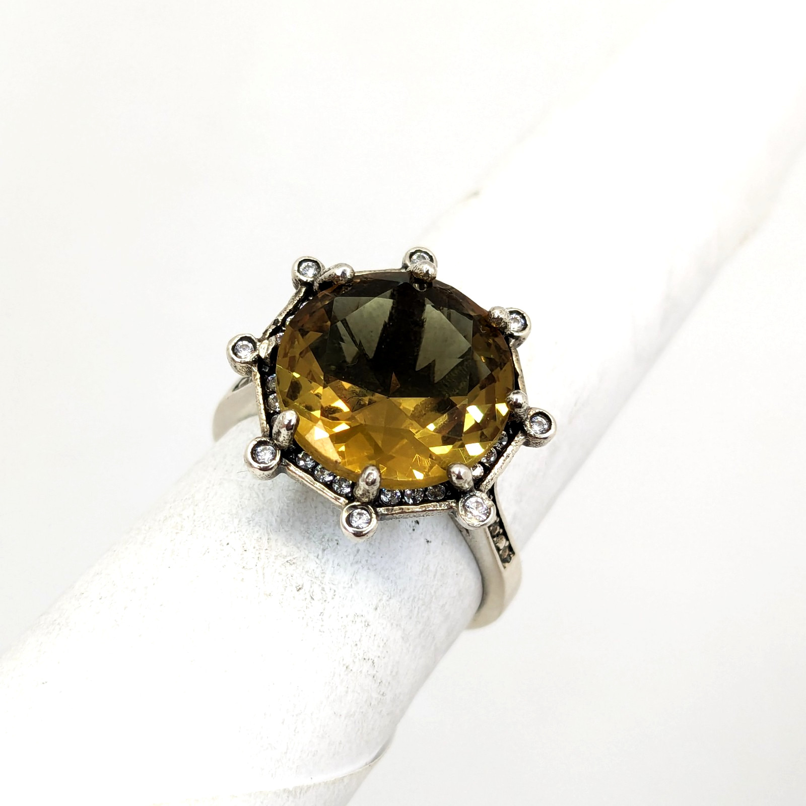 Vintage Luxury RING Silver 925 with Big Bright Stone -size: 7US (17.5mm) | #5