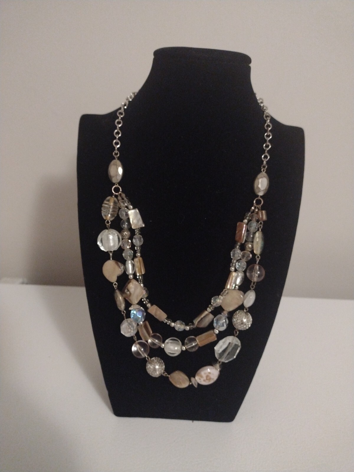 3 Strand Graduated Beaded Abalone Necklace Jewelry
