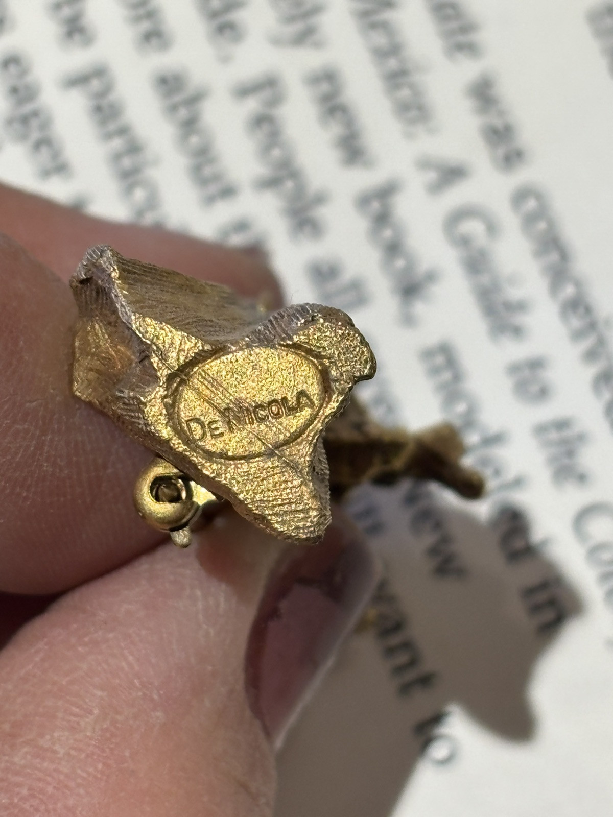 Vintage Antique Angel Pin Brooch Gold Colored Metal With Gems