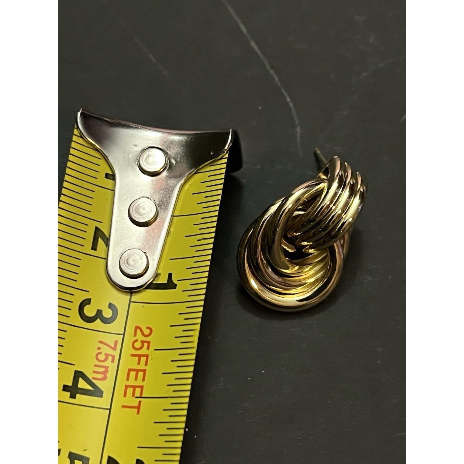 Knot Gold Tone Earring With Additional Back Fastening Option