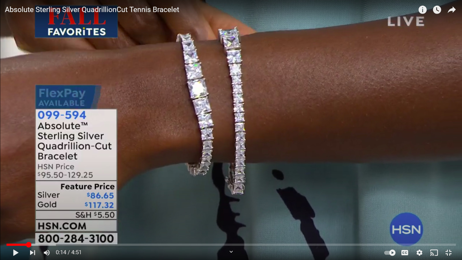 Absolute Sterling Silver Quadrillion Cut Tennis Bracelet HSN