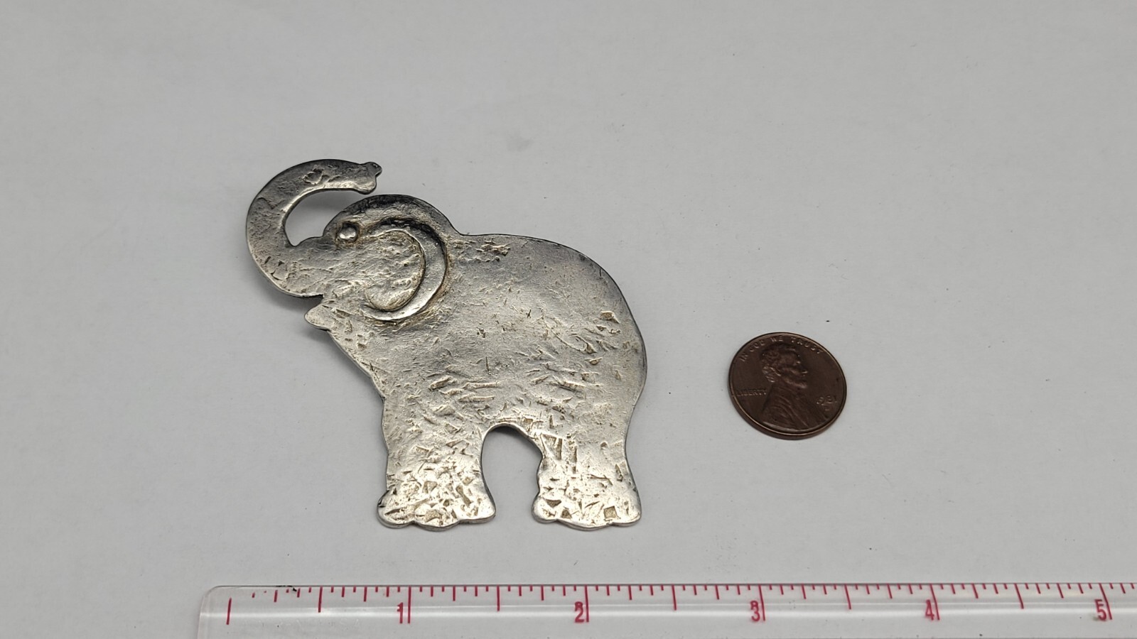 Vintage AGATHA Paris Silver Tone E-L-E-P-H-A-N-T Brooch/Pin, 2 1/2″
