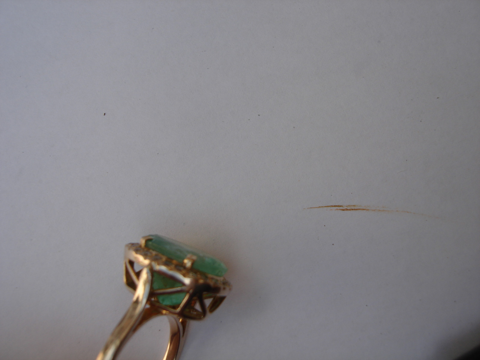 VINTAGE ELEGANT 14K SOLID WHITE GOLD BERYL EMERALD DIAMONDS COCKTAIL RING SIZE 6