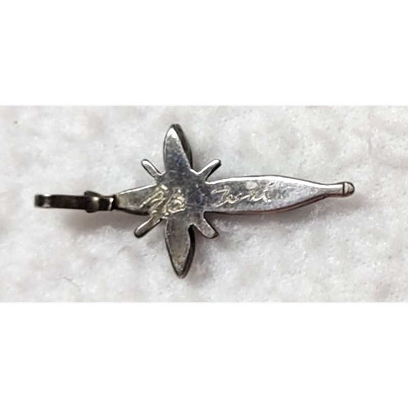 Small Sterling Silver 925 Signed Initials Zuni Cross Pendant Small Hook Bail