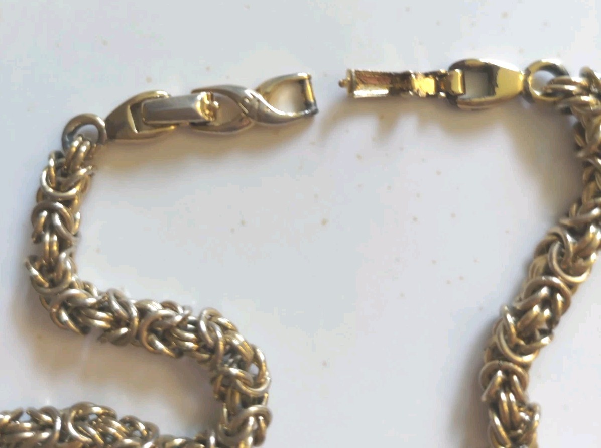 Nina Ricci Vtg Signed Byzantine Chain Necklace Gold Plated 17, 18″ w Extender