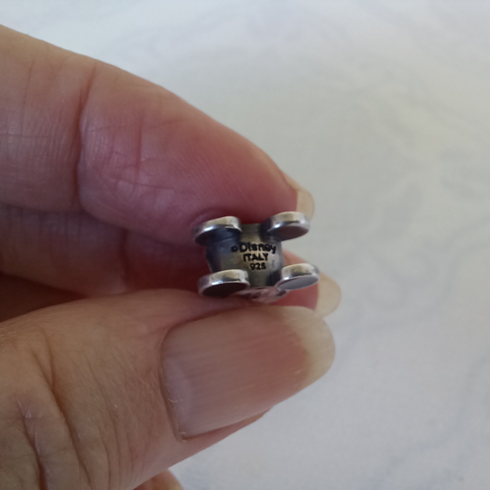 Vintage Sterling Enamel Disney Micky Mouse Pendant Charm Slider Bead Italy