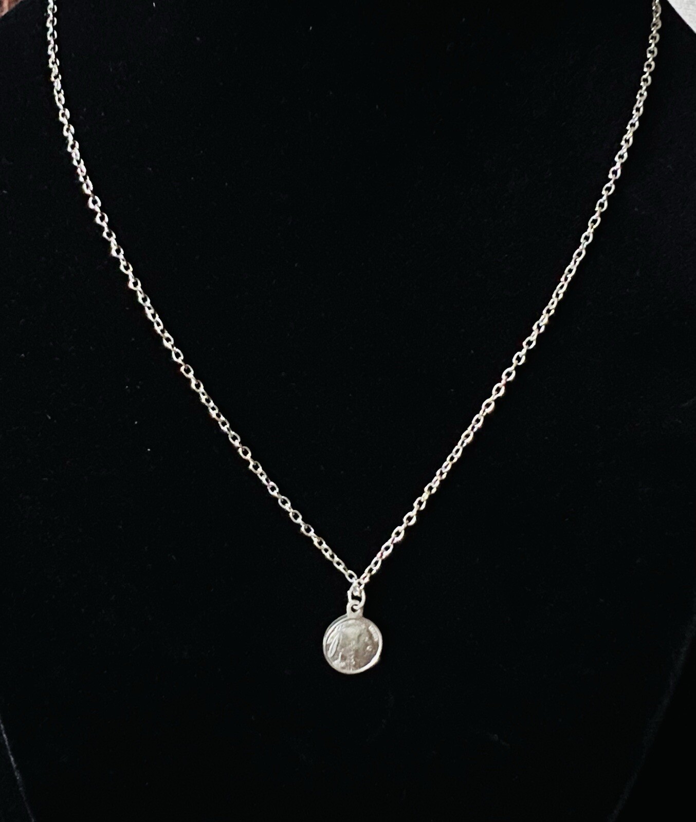 Vintage Silver Tone Buffalo Nickel Coin Necklace and Earring Set