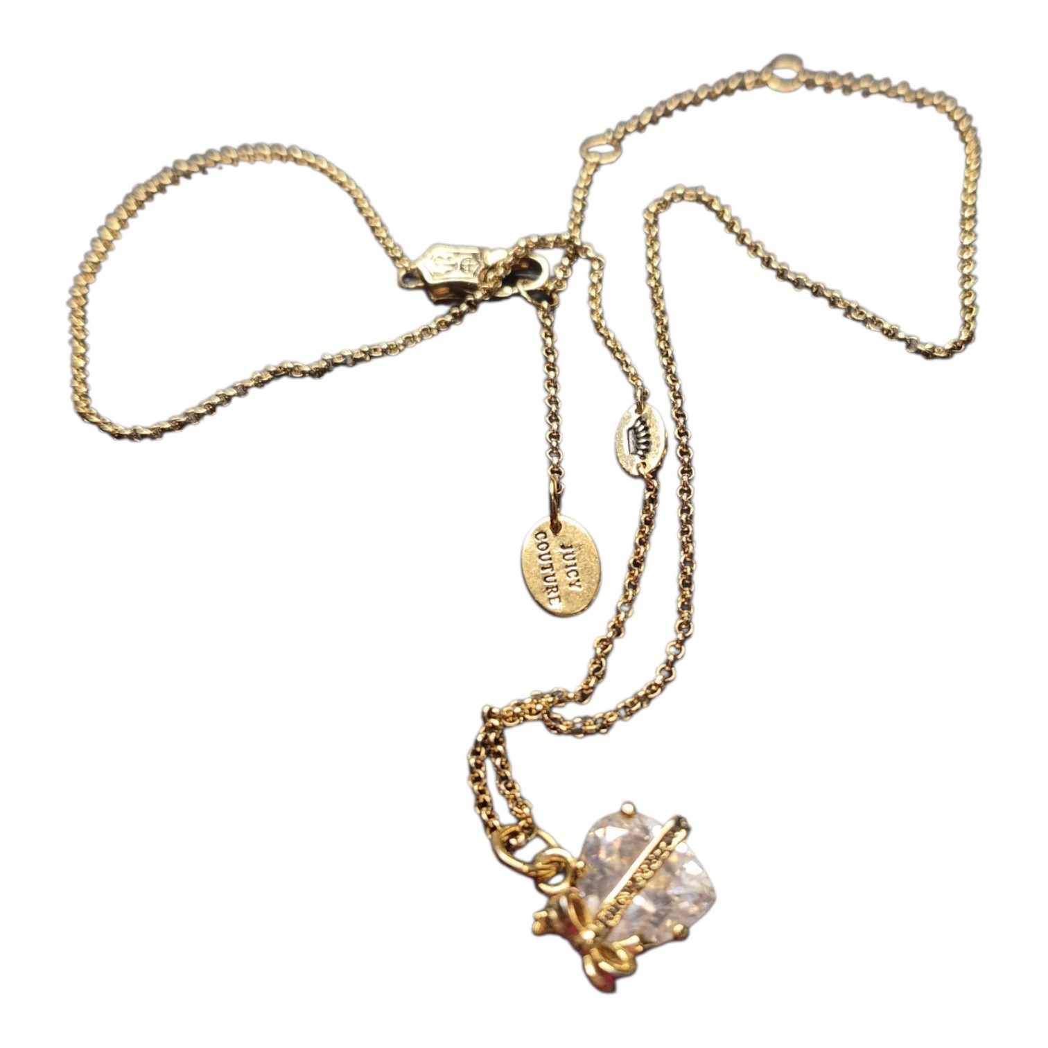 Vintage Juicy Couture Gold Tone Heart Necklace Y2K 2000s Fashion Jewelry Signed