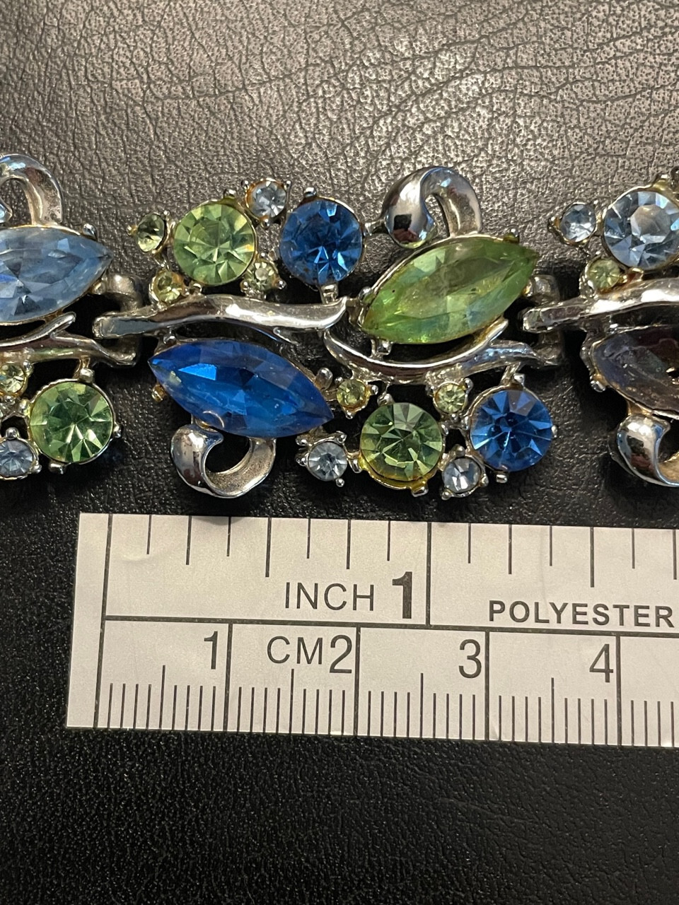 HARVEST REPAIR Sparkle Rhinestone Bracelet Faceted Blues Topaz Color Aqua Design