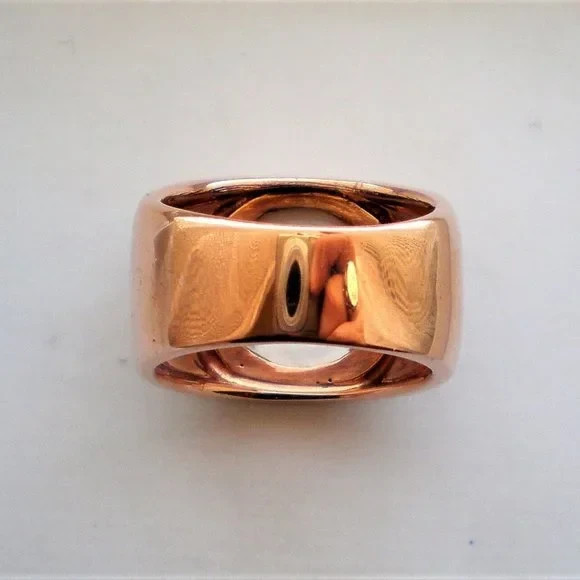 Designer Solid 18K 750 Rose Pink Gold Carved Mother Of Pearl Cocktail Ring 12.7g