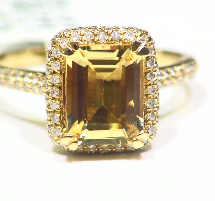 2.37CT 14K Solid Gold Natural Beryl White Diamond Vintage Engagement Ring Halo