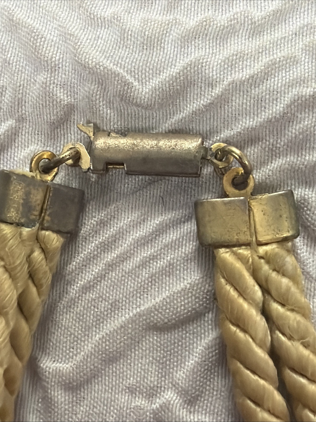 Vintage Bohemian Chunky Twisted Rope Cord Resin Wood Metal Statement Necklace