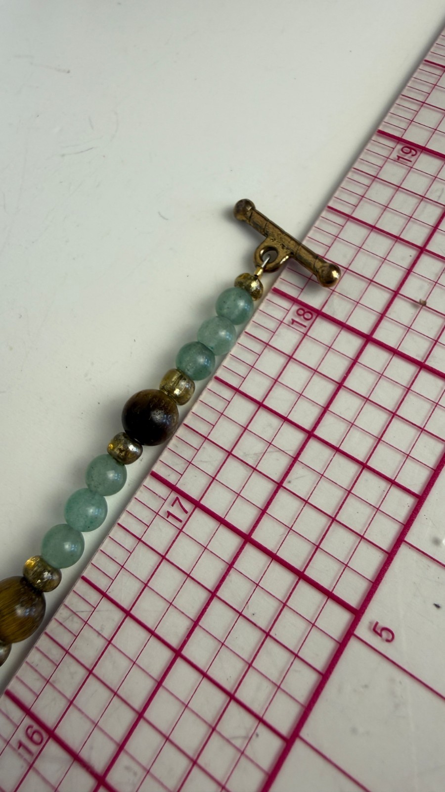 Green Aventurine & Tiger’s Eye Beaded Necklace | Carved Stone Frog Pendant 18″