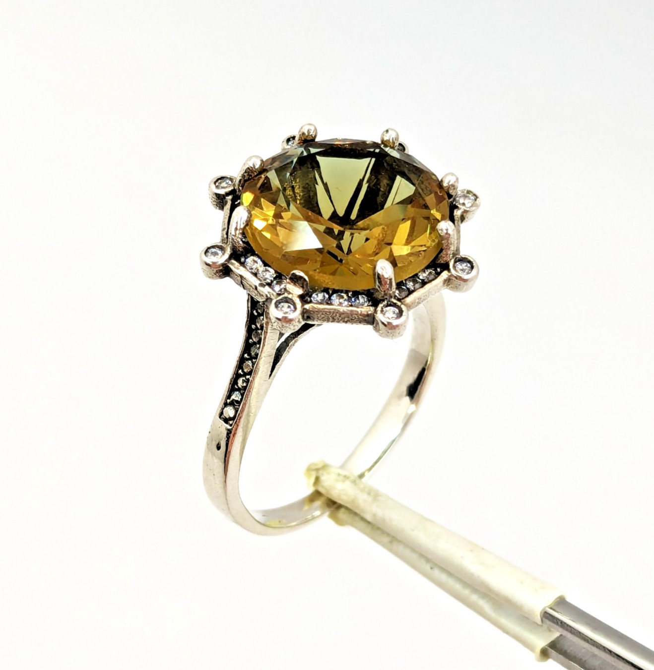 Vintage Luxury RING Silver 925 with Big Bright Stone -size: 7US (17.5mm) | #5