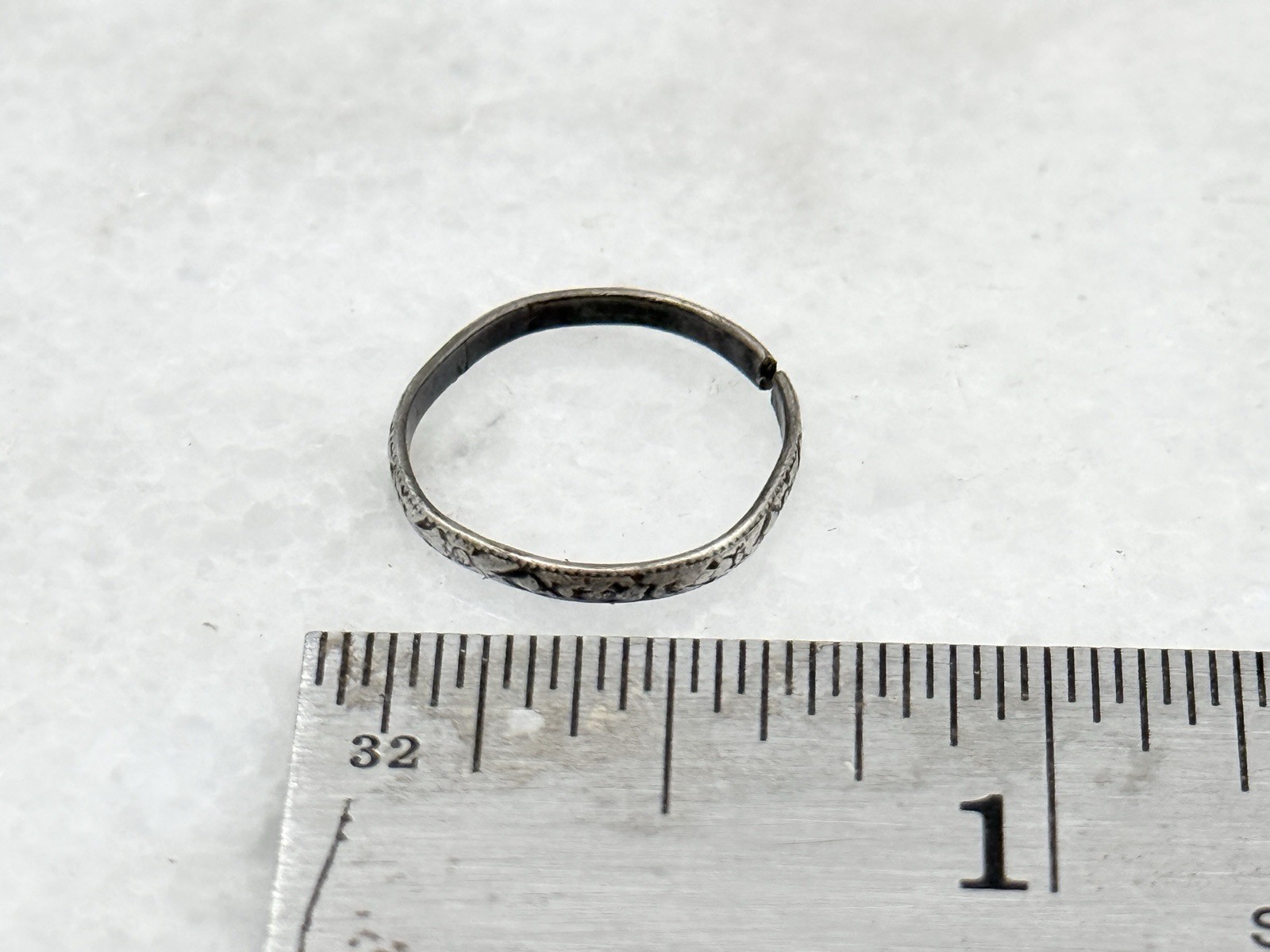 Antique Sterling Silver Babies Birth Ring Band Blossom Sz 1.5 2mm￼