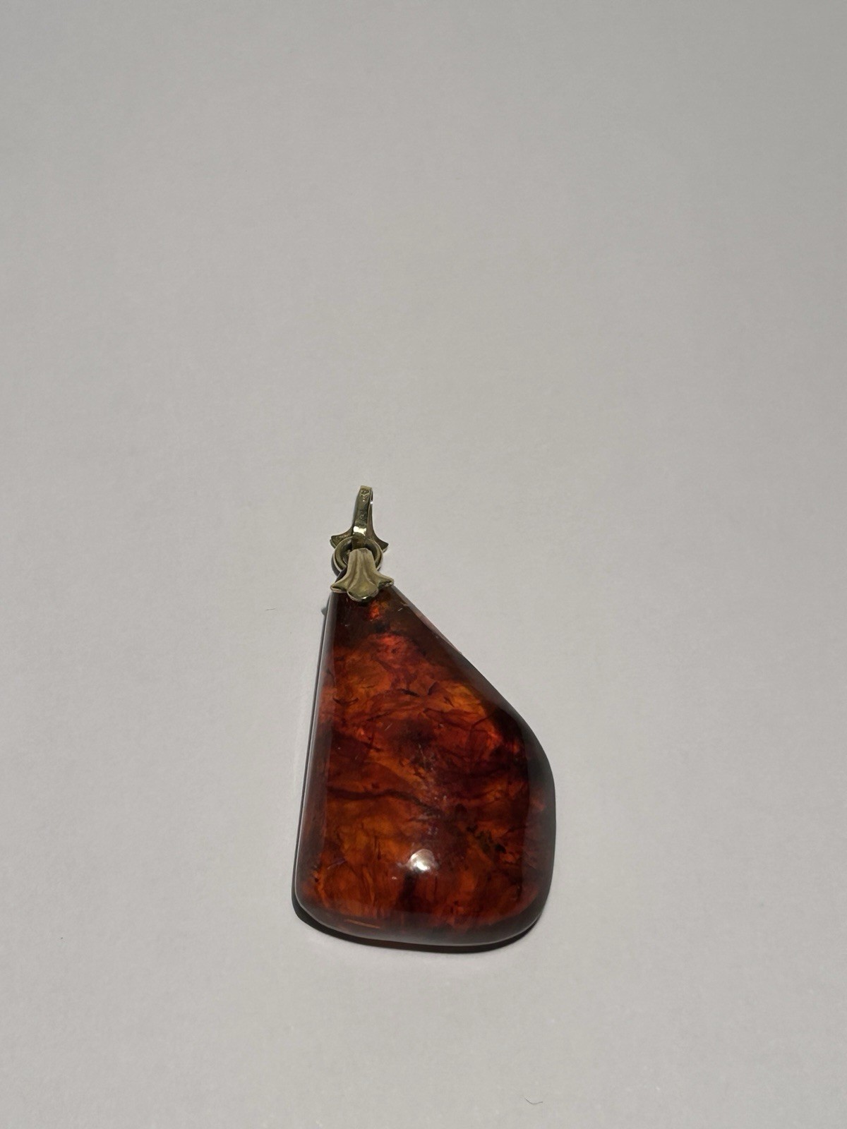 Vintage Baltic Amber Pendant Gold Bail AD Mark Honey Cognac Natural*