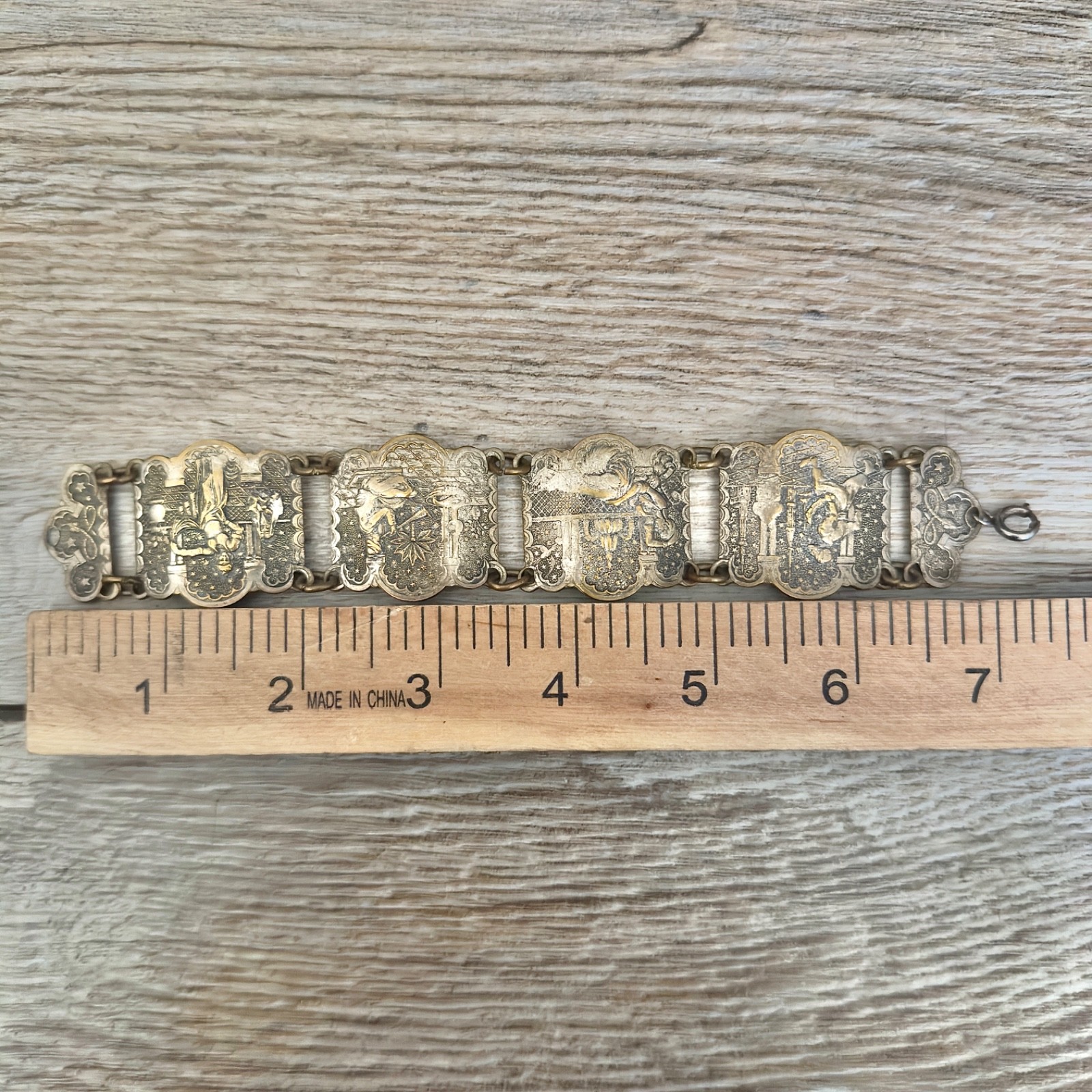 Vintage Arabian Nights Story Teller Panel Bracelet Souvenir Du Maroc