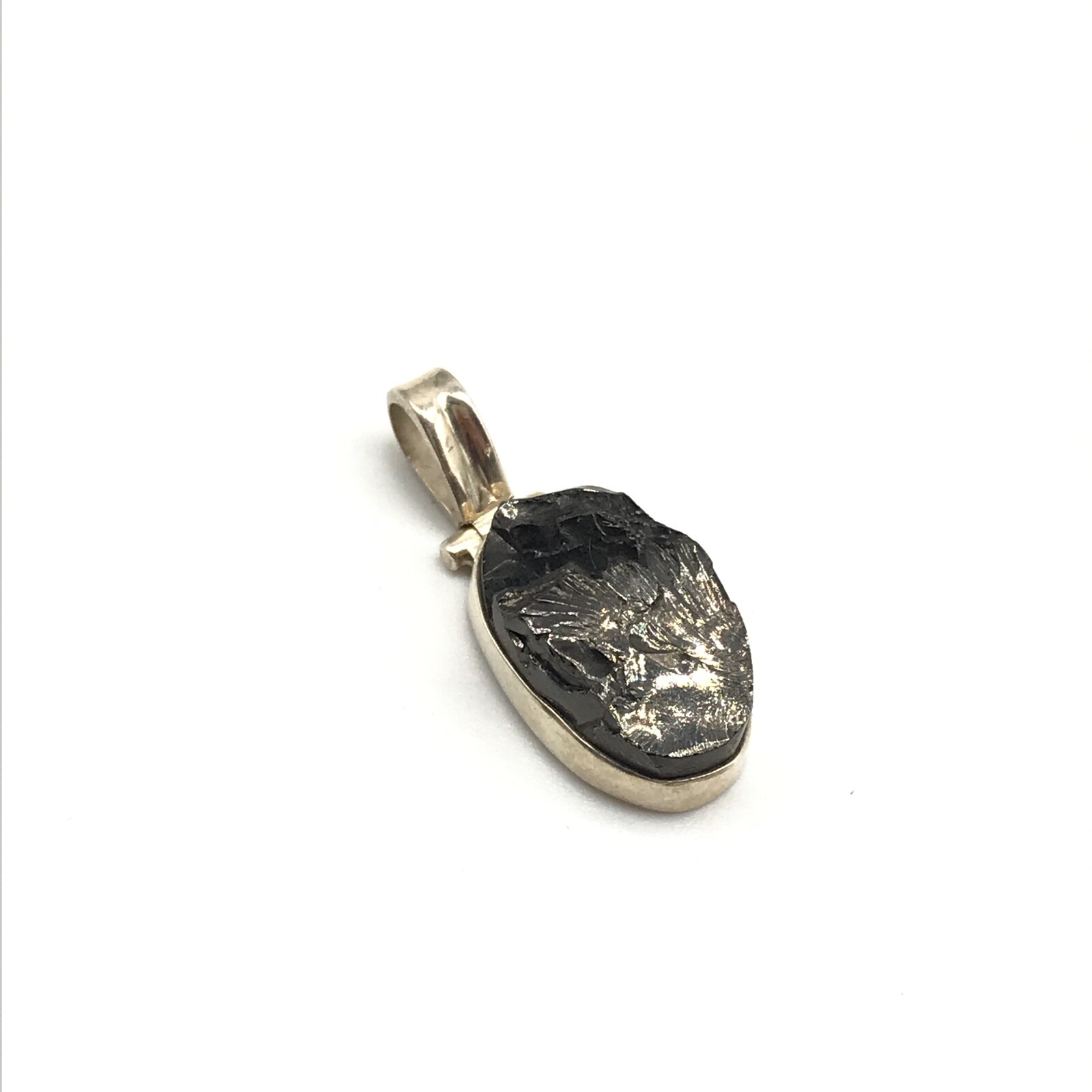 925 Sterling Silver Vintage Gray Obsidian Gemstone Pendant