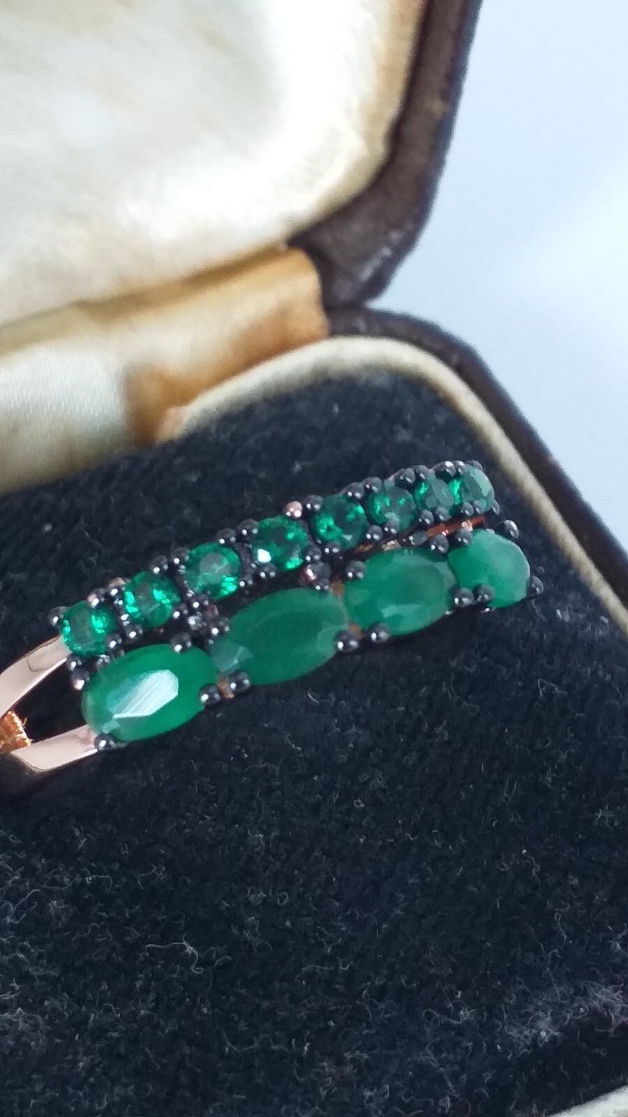 Vintage 1990-s 14 Ct Rolled Gold Emerald Ring Size UK Q.5 US 7 1/4 – Hallmarked.