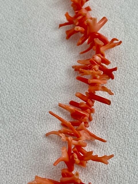 Vintage Branch Coral Necklace Salmon Color Graduated 17″ Long
