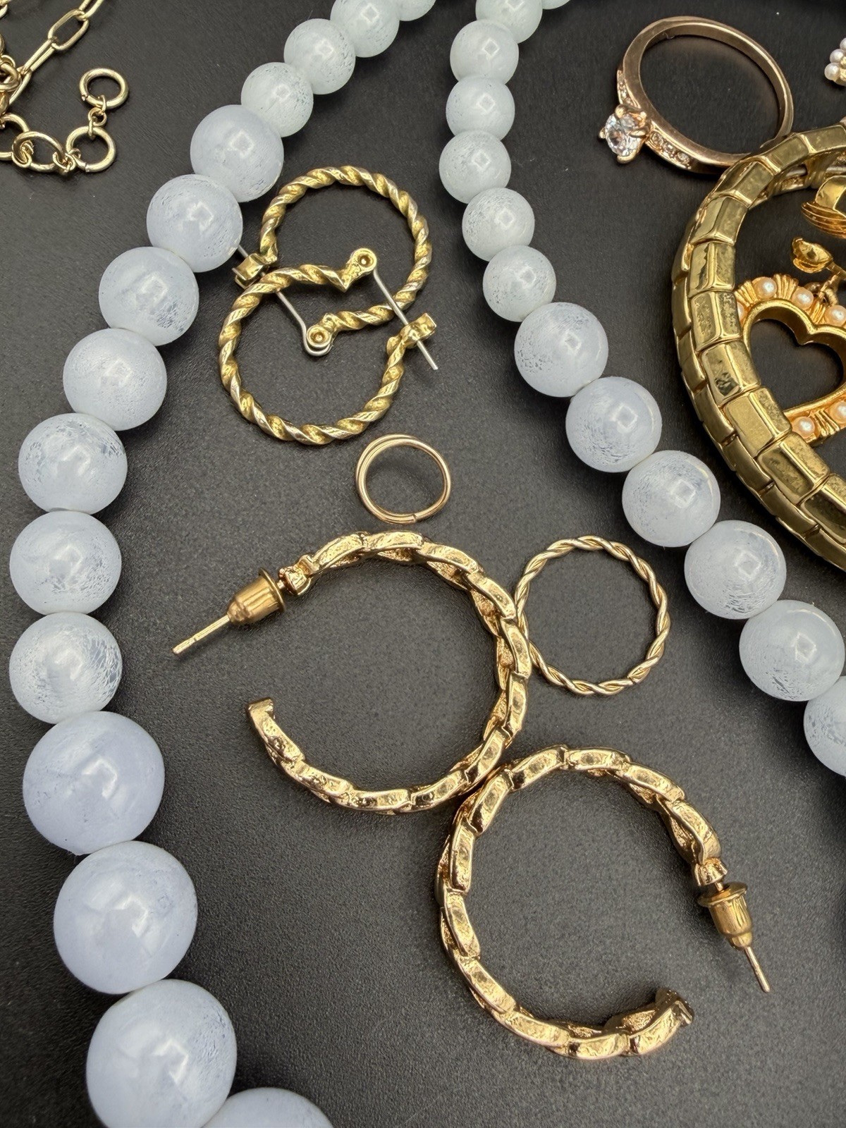 Vintage Costume Jewelry Lot Feminine Blues And Gold Tones Monet, Avon, Unmarked