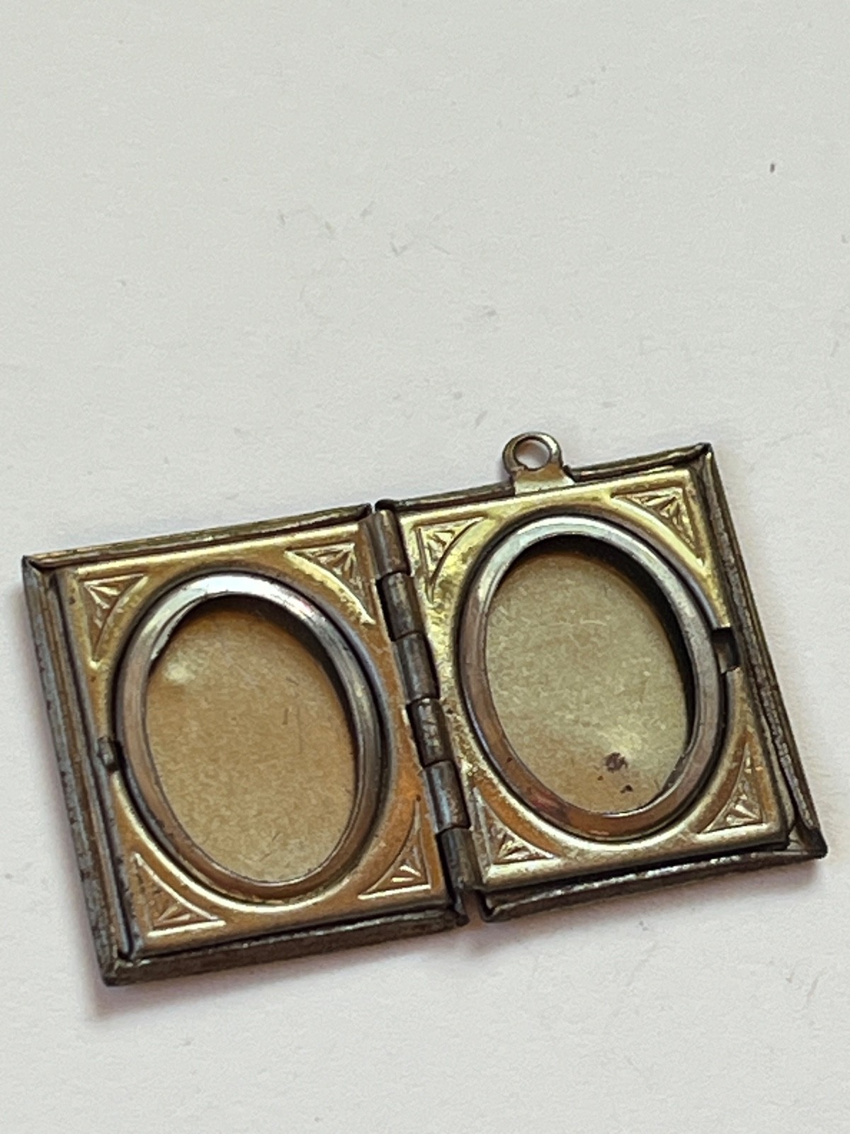 Vintage Etched Goldtone Book Locket Pendant – about 1 x 0.75 inches not includin