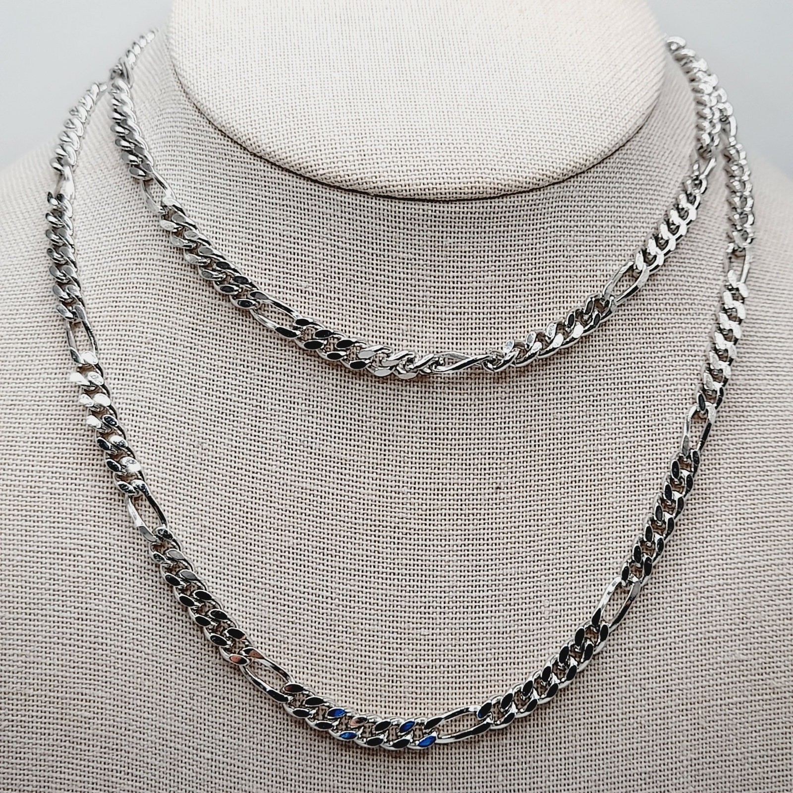 Vintage Monet Silver Tone Long Chain Necklace 30” Sister Clasp