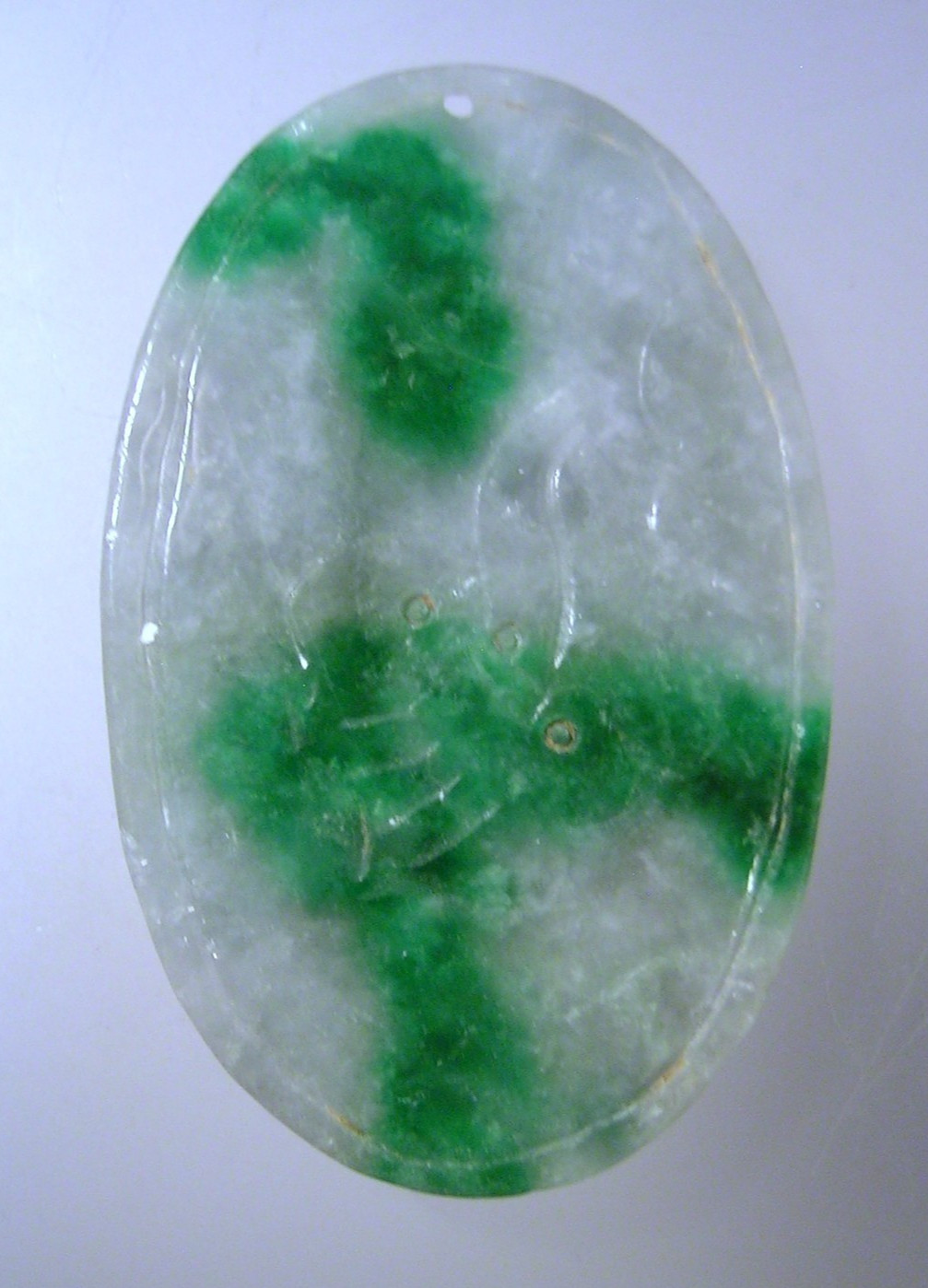 Vtg Chinese Jadeite Pendant Carved Natural Variegated Stone Longma Dragon Horse