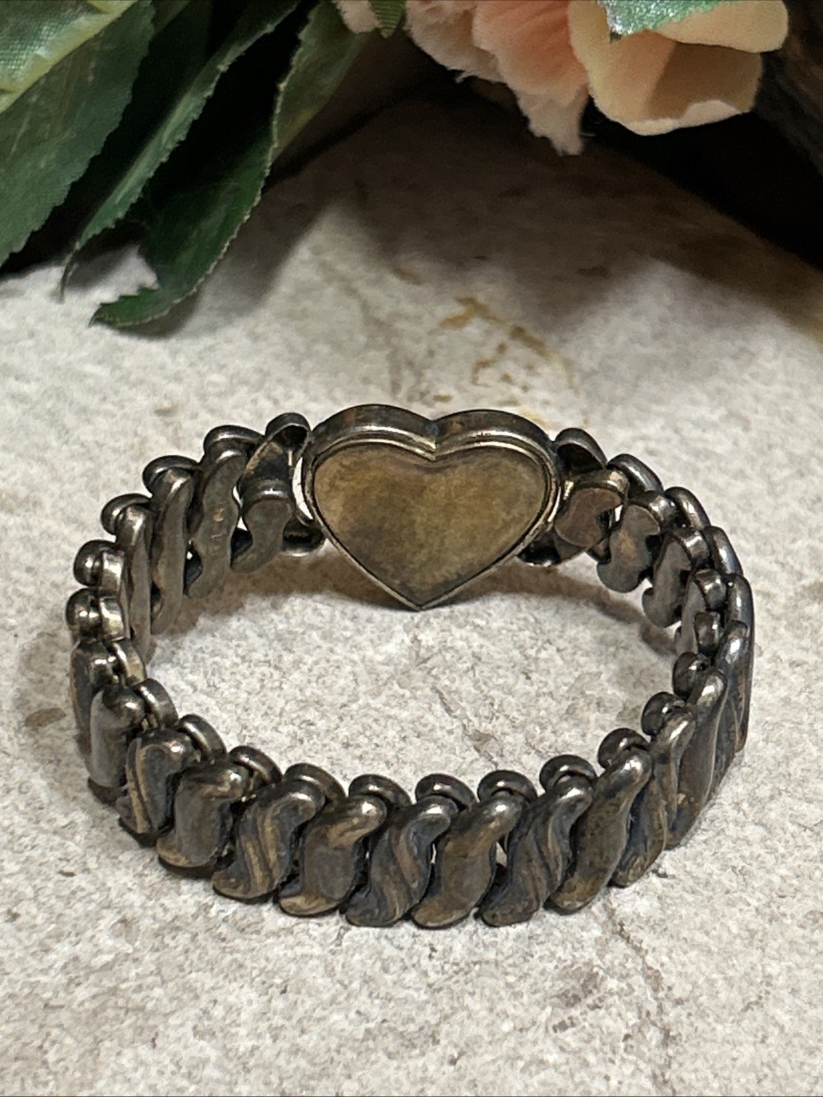 46. Vintage 1943 Speidel made Phoenix HEART Expansion Bracelet 5″-7 1/4″