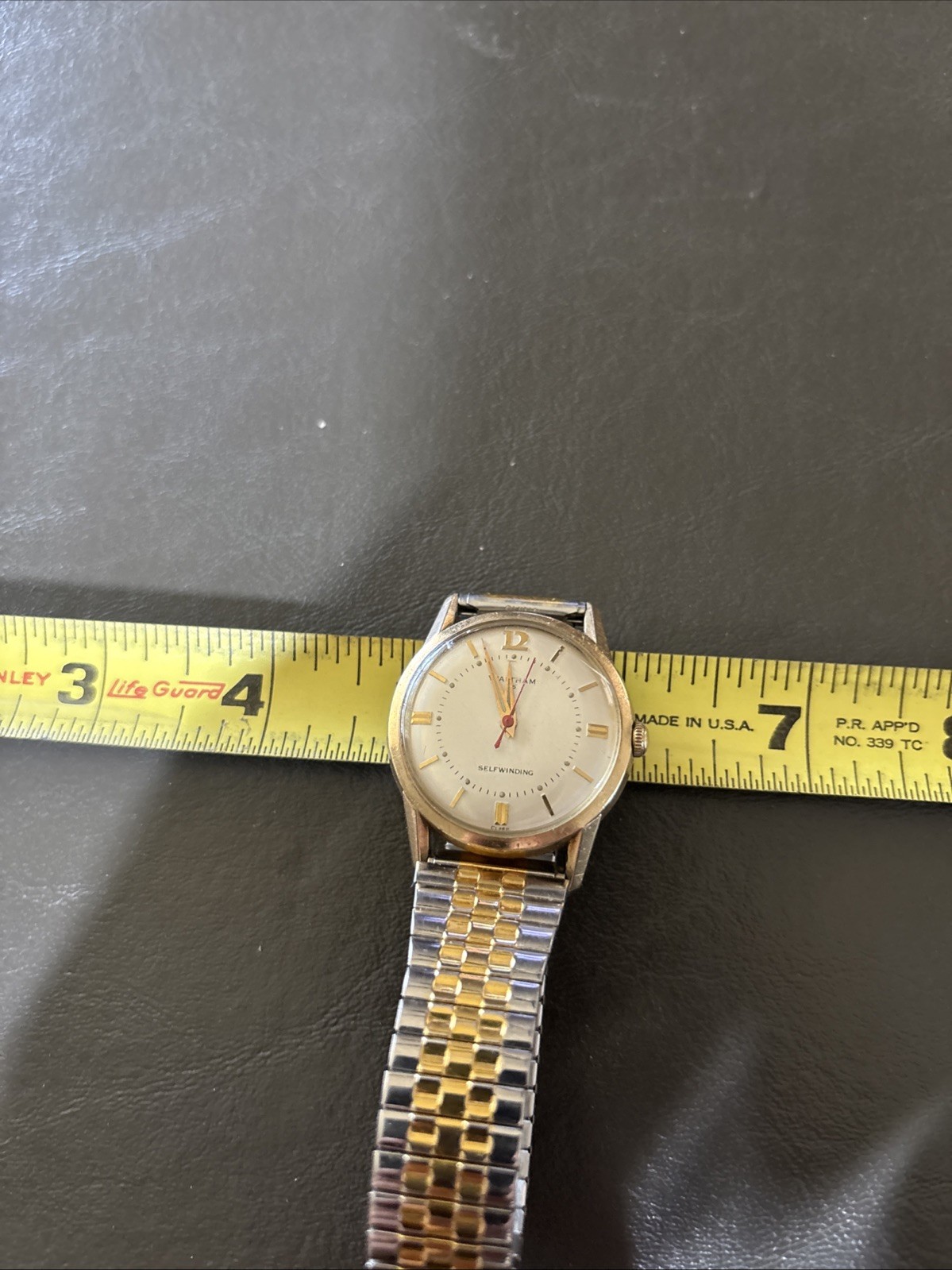 VINTAGE Waltham 25 Self Winding 10k Gold Filled Bezel/Red Second Hand READ DES