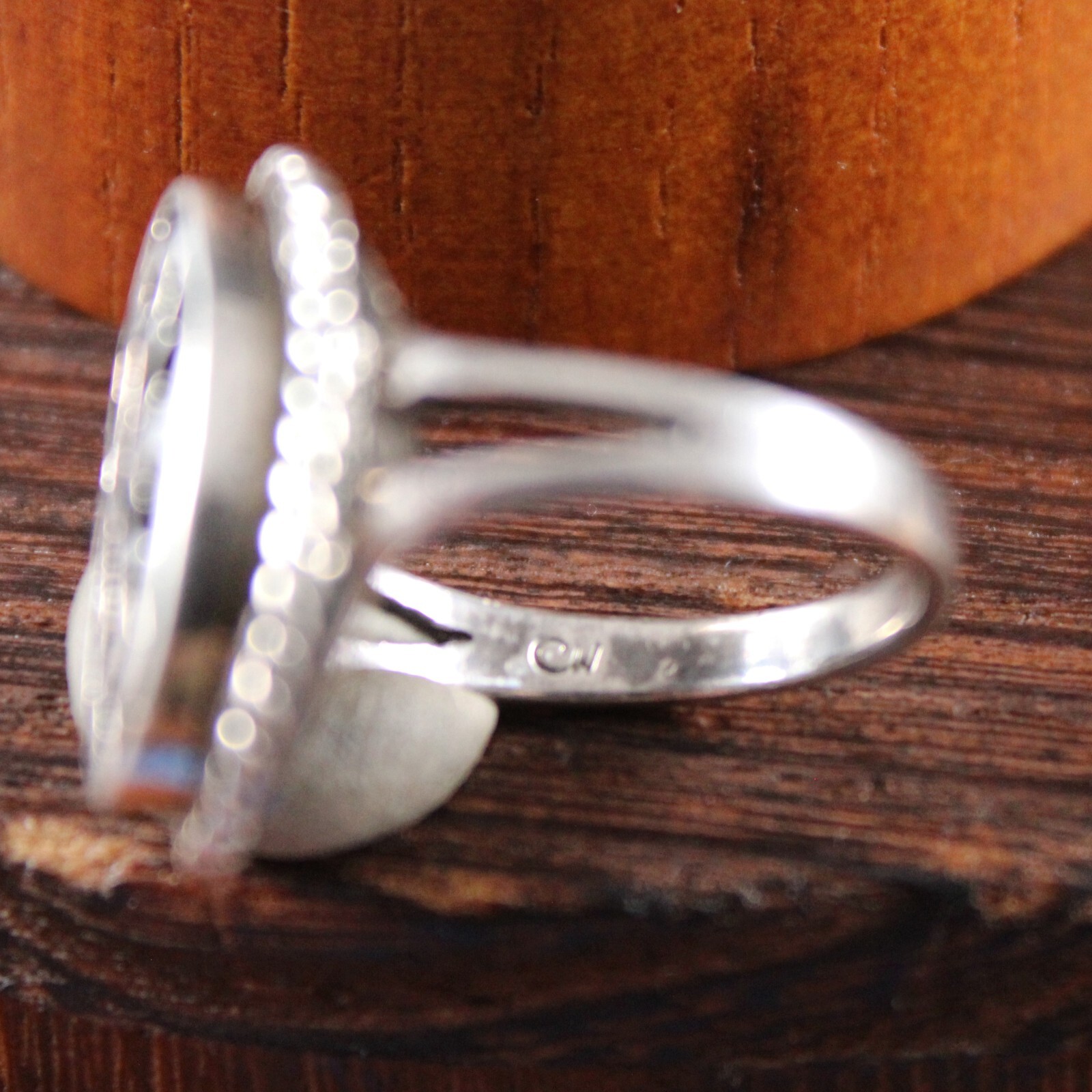 Charles Winston Oval Openwork Fleur-De-Lis Ring Sterling Silver Sz 6.5 Signed CW