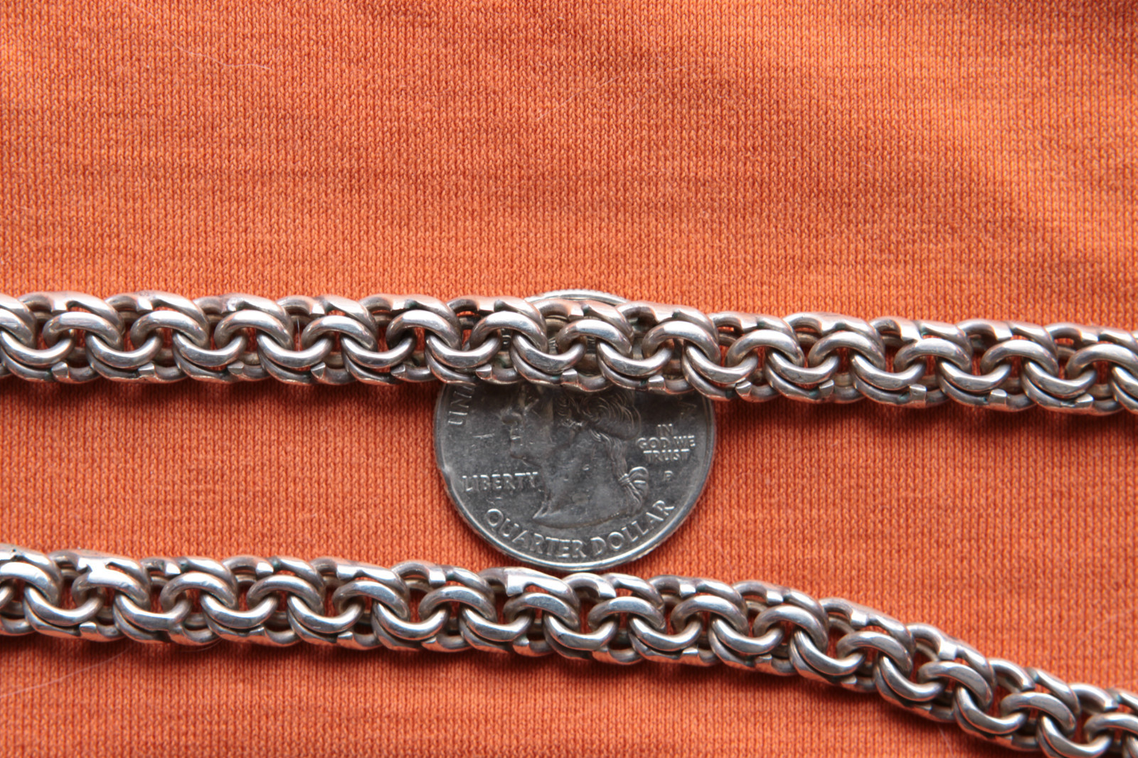 Vintage Sterling Silver Hand Made Mexico Chain 65.3 grams 18 3/4″ long 8mm