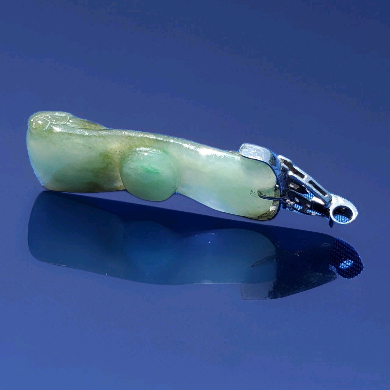 ORIGINAL Antique Green JADE DIAMOND Art Deco Pendant SOLID PLATINUM Medallion