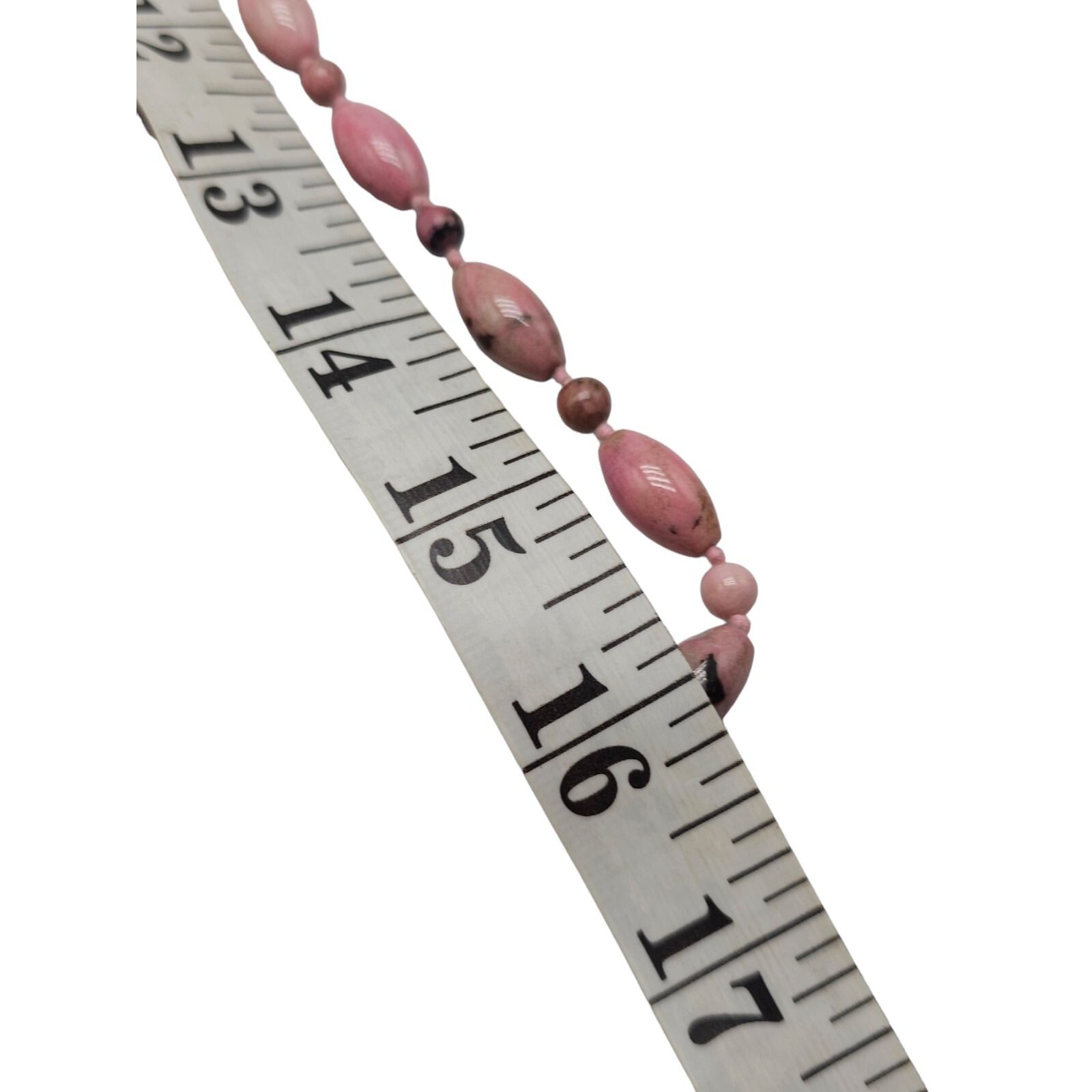 Pink Rhodochrosite Gemstone Hand Knotted Necklace Vintage No Clasp