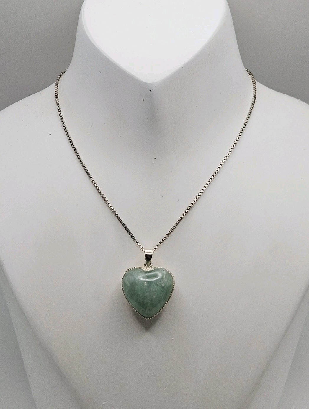 Dee Berkley DBJ Sterling Silver Jade & CZ Heart Pendant On 18″ Chain Necklace