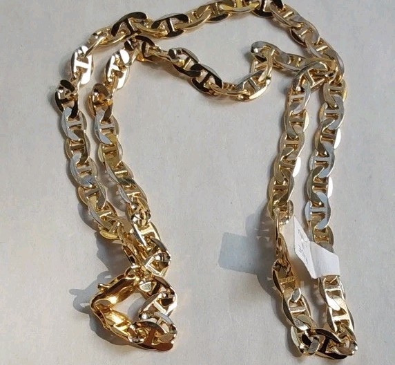 Beautiful Vtg 23″ GoldTone Ladies Necklace Anchor Style Chain w/Original Sheen